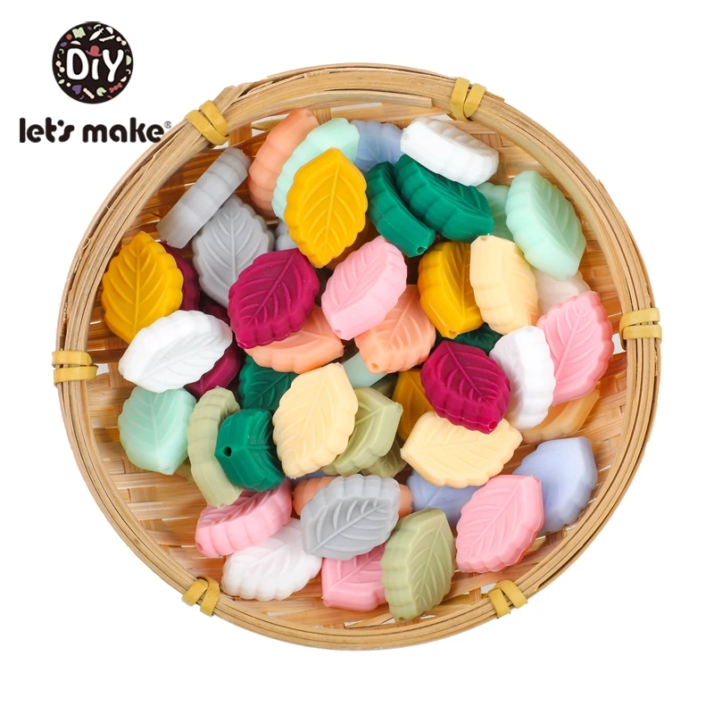 

Let'S Make 10Pcs Baby Silicone Teether Care Multiple Colors Small Leaves Silicone Baby Teether Oral Nursing Product