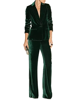 

Woman Suits Lady Suit Office Winter Autumn Elegant Velvet Fabric 2 Pieces Suit for Women(Jacket+Pant)