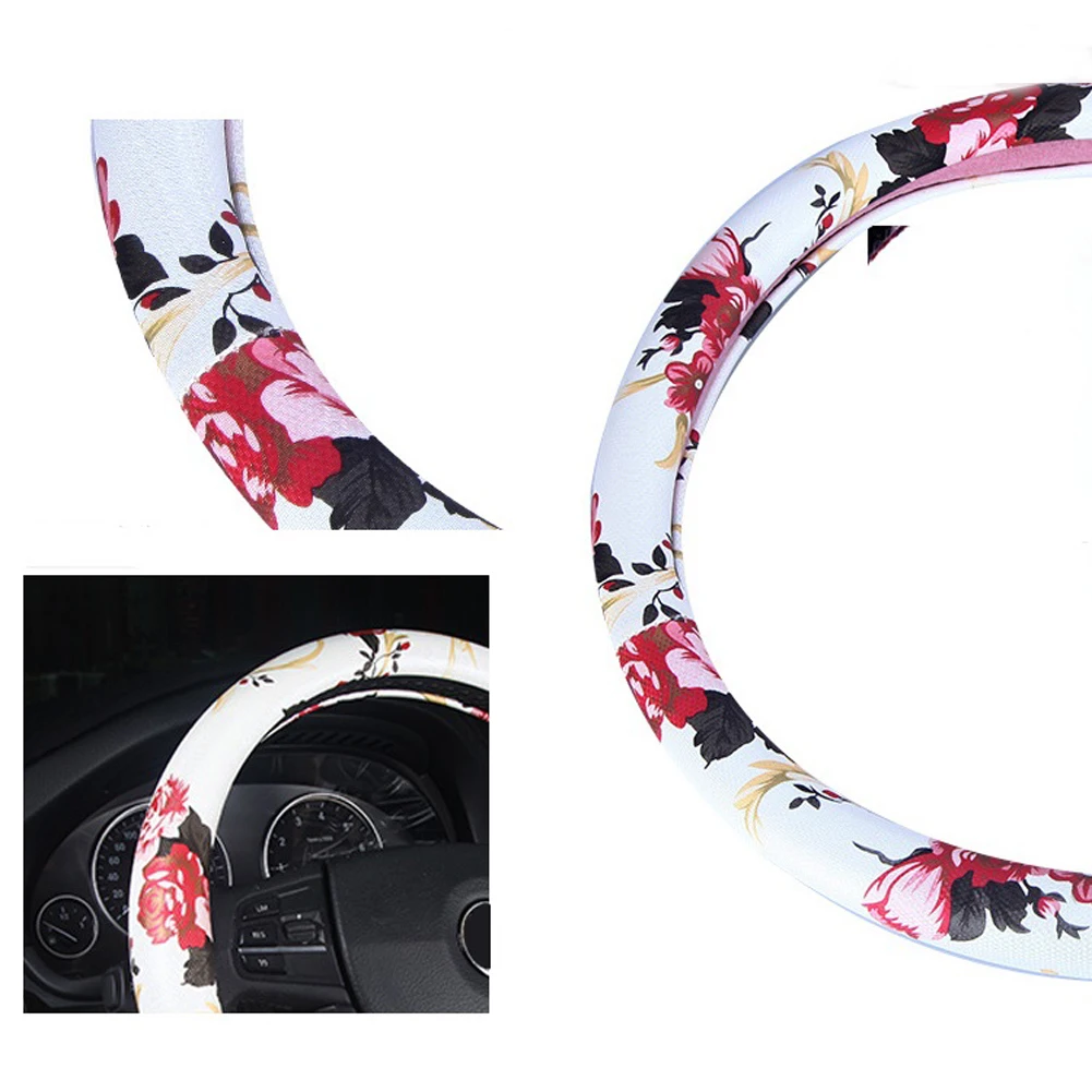 Китайский стиль Пион цветочный принт чехол рулевого колеса автомобиля кожа 38 см