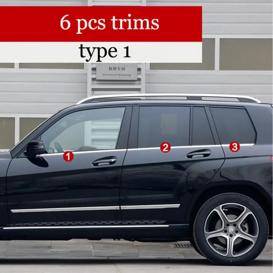 Наружная крышка подоконника из нержавеющей стали для mercedes benz GLK280 GLK300 GLK350 GLK200 GLK220 2009- стайлинга автомобилей - Цвет: 6 pcs trims