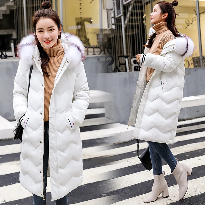 

Mid-length Cotton-padded Clothes Female Winter New Style 2018 WOMEN'S Dress Korean-style Fold-down Collar Waist Hugging Slimming
