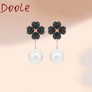 

Fashion Jewelry High Quality SWA Charm Detachable Black Clover Pearl Women Earrings Clover Earrings Gifts For Women