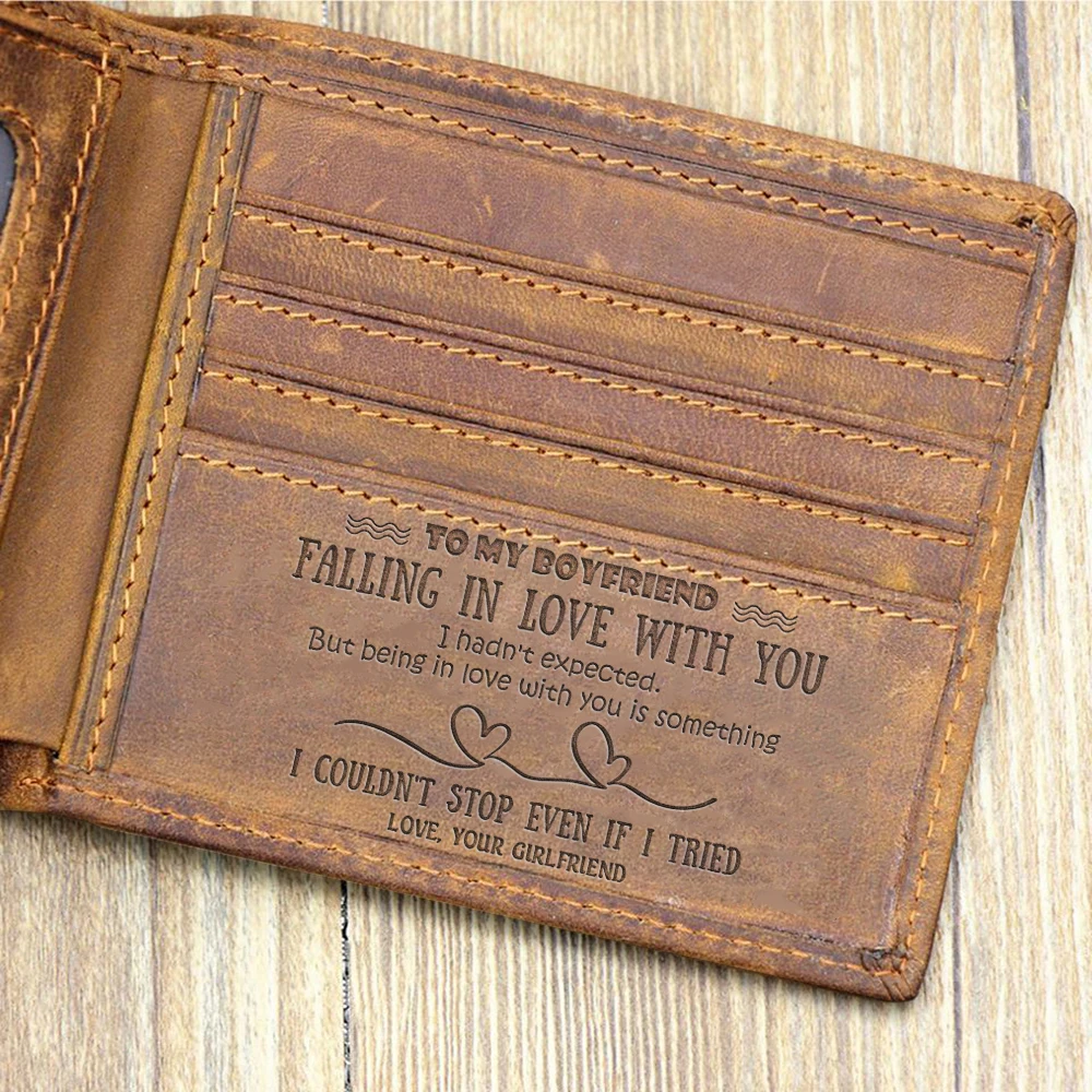 BR4 "TO MY BOYFRIEND"-Custom Leather Wallet,Engraved Gifts for men on Birthday,Valentine's Day,Christmas Day Drop Shipping - Color: BR4