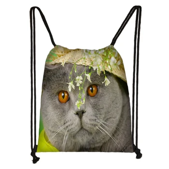 

Custom Cats British Drawstring Bag Daypack Kid Satchel Casual Backpack Teenager Storage Bag Women Men 32x38cm*181031-03-9043
