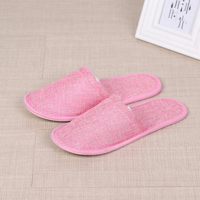 Comfortable Breathable Slippers Hotel Disposable Supplies Summer Home Hospitality Linen Slippers Thick Bottom