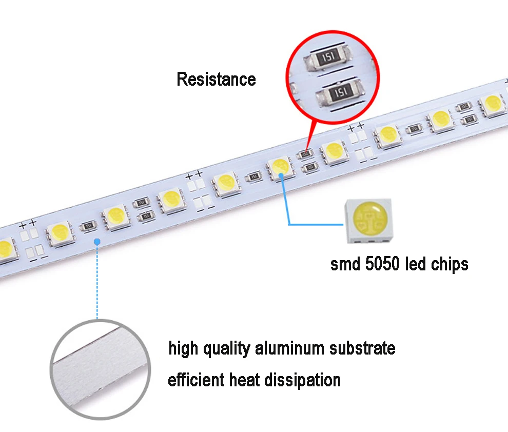 12 В светодиодный барный светильник, 36 светодиодов/50 см SMD 5050, Жесткая светодиодная полоска из алюминиевого сплава, осветительный светильник, 10 шт./лот