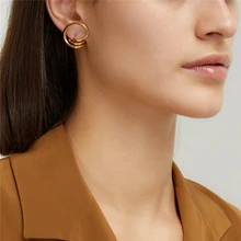 Yhpup, модный бренд, Необычные геометрические серьги-гвоздики, очаровательные массивные золотые серьги Brincos, женские вечерние ювелирные изделия, подарок S925 Post