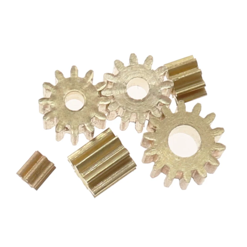 Motor Gear Transmission Gear 2PCS 7-16T Teeth 0.3/0.4/0.5 Module Copper Metal Gear For DC Motor Output Shaft Reduction Gearbox Accessories 1mm-5mm Hole