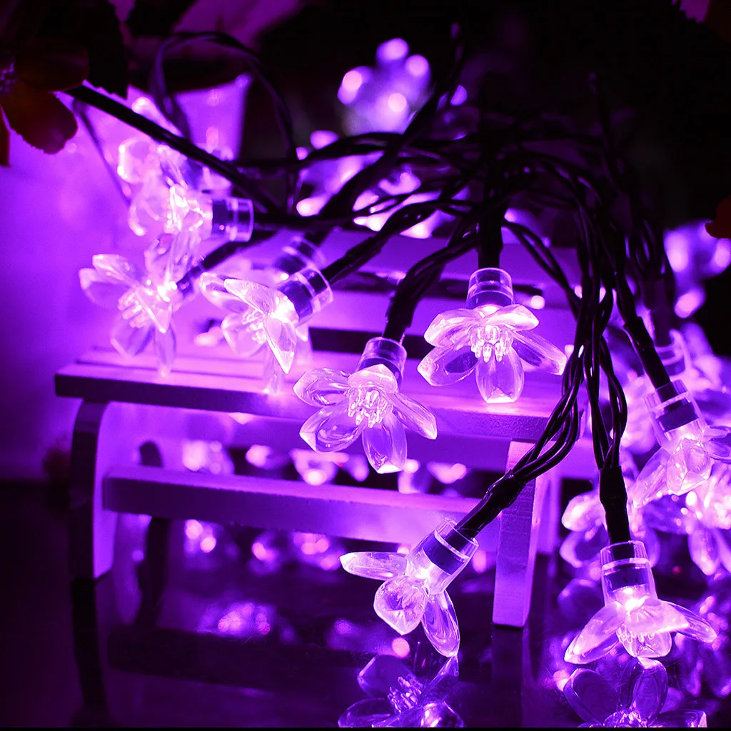 Solar 50 LEDS 7M Peach Flower Solar Lamp Power LED String Fairy Lights Solar Garlands Garden Christmas Decor For Outdoor