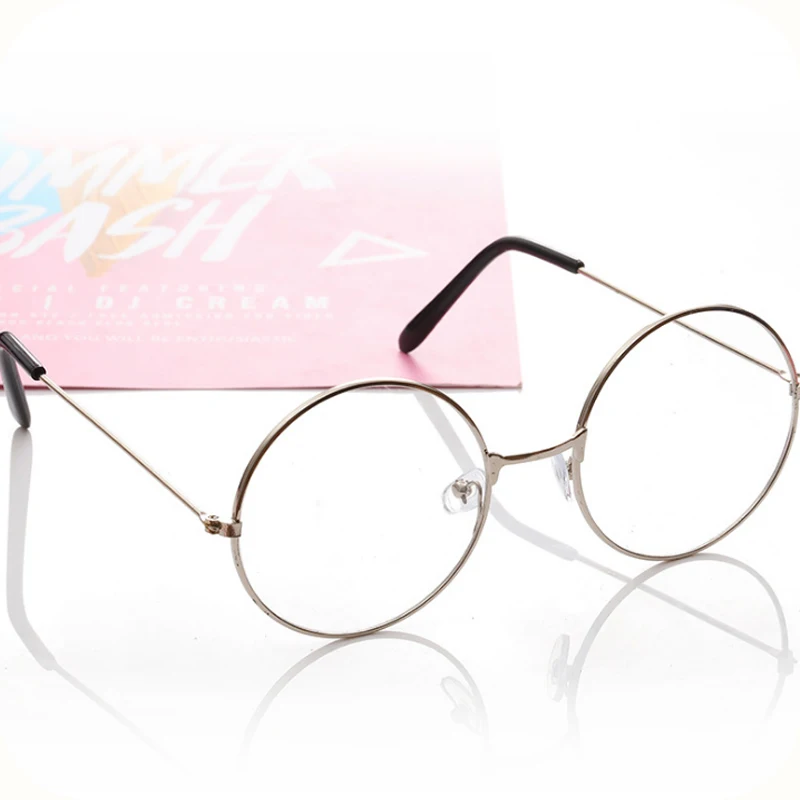 Silver Лолита Ретро Харадзюку мягкая девушка Харадзюку Стиль круглая рамка очки Рамка Принц зеркало маленький круг аниме - Цвет: Silver