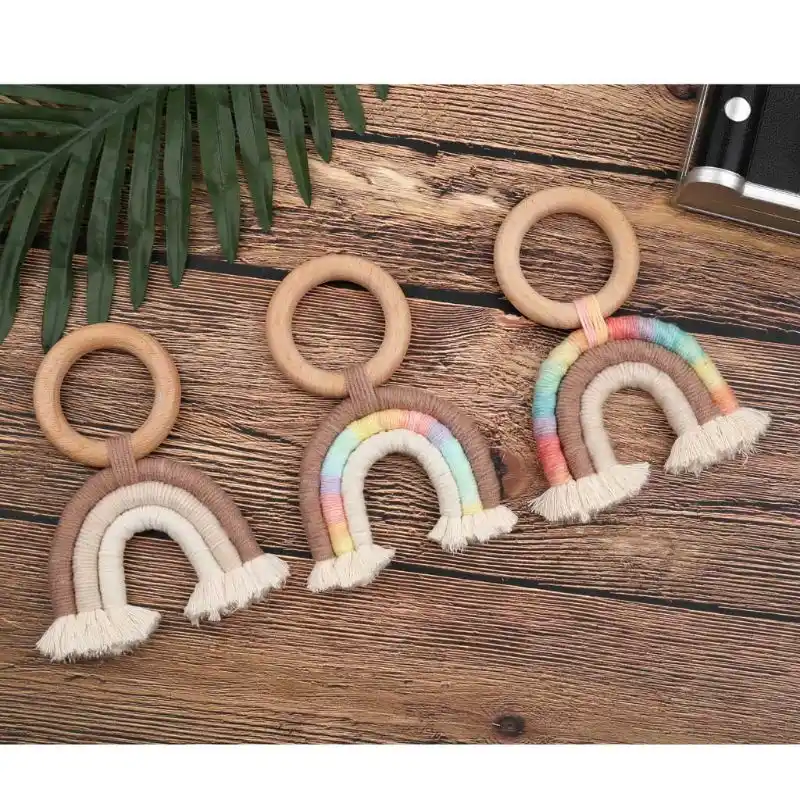 macrame rainbow teether