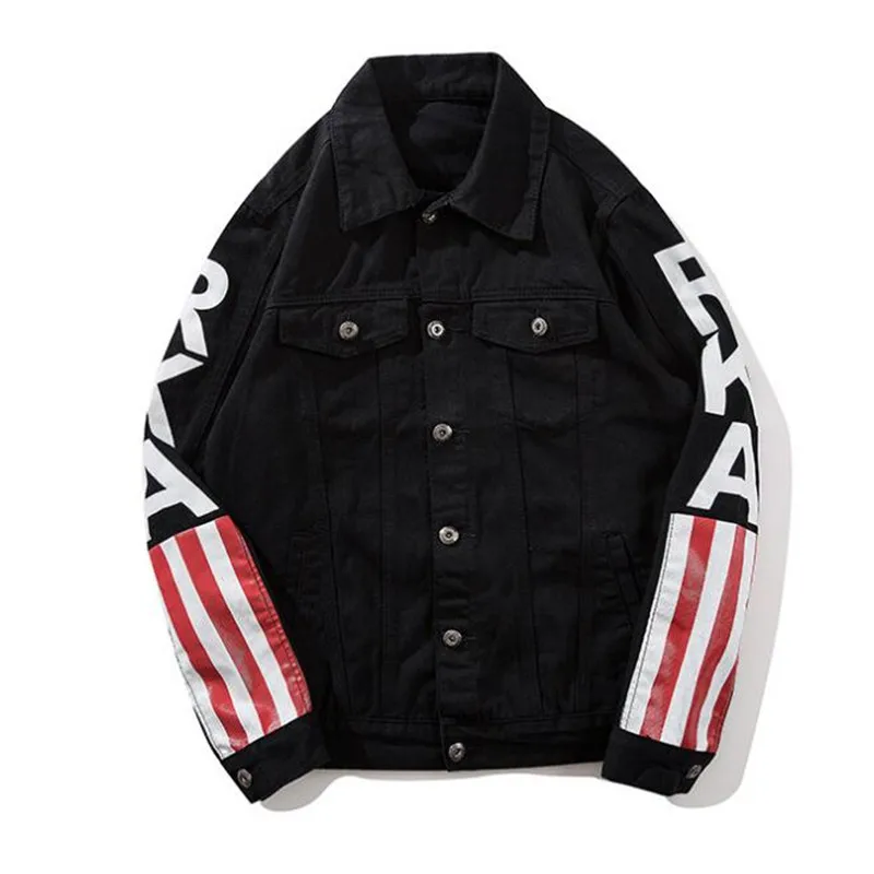KIMSERE Мужская Мода Марка NEW fashion Hi Street печатных рваные джинсовые куртки Уличная разрушенная деним джинсовая куртка Верхняя одежда для мужчин S-XXL