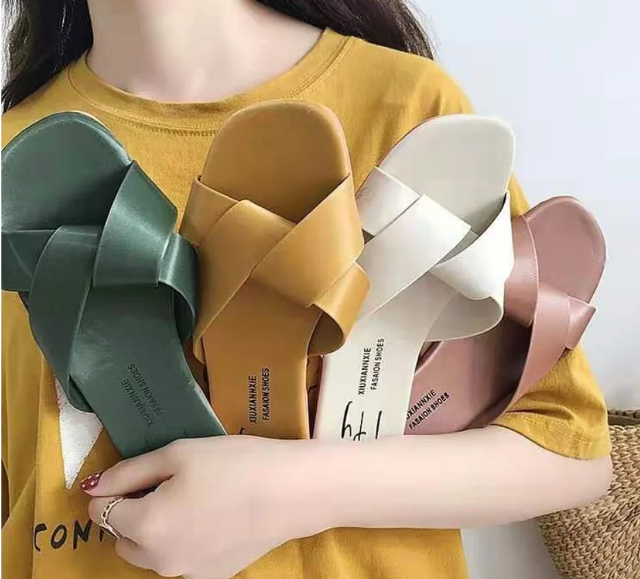 

Women's Leather Slippers Flat Summer Beach Lady Office Casual Shoes Flip Flops Home Outdoor Slides Leather Rome