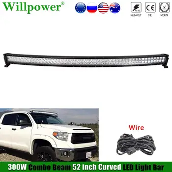 

SUV Car Roof 300W 52 inch Curved LED Work Light Bar For Jeep JK Dodge Offroad 4x4 Truck Pickup Light Bar Driving Lamp