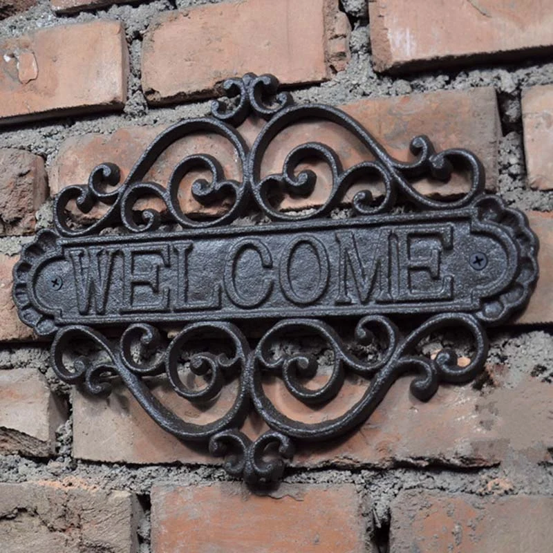 Welcome Sign Wall Plaque Home Garden Outdoor Hanging Decor Decorative Creative Retro Shop Signs Cast Iron Country Cottage House