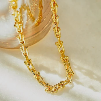 

45cm Slim U Shape Joint Link Chain Necklace Geometri Simple Chain Bamboo No Zircon Stone Men Women Wedding Party Gift Jewelry