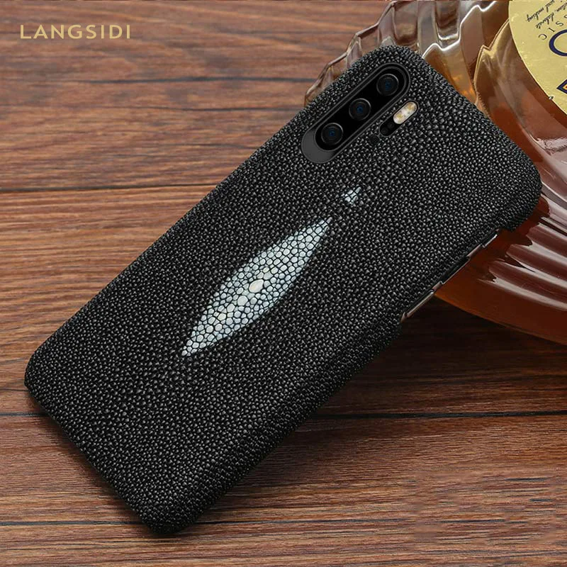 

Luxury Genuine Stingray Leather Phone case for HUAWEI Mate 20 P30 P20 Pro Lite Y9 P SMART 2019 cover For Honor V20 20 Pro 8X 9X