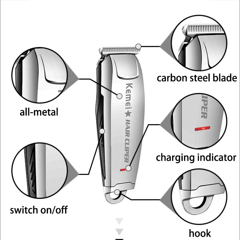 Kemei Точная профессиональная электрическая машинка для стрижки волос 0 мм перезаряжаемый триммер для волос для мужчин триммер для бороды Парикмахерская KM-2812
