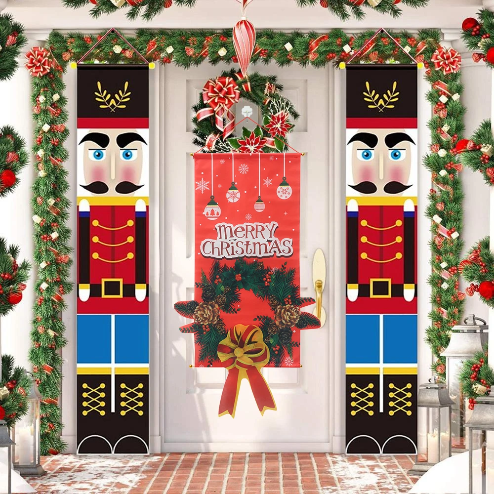 Nutcracker Soldier Banner Christmas Decorations For Home Door Decor 2020 Xmas Ornament Happy New Year 2021 Navidad | Дом и сад