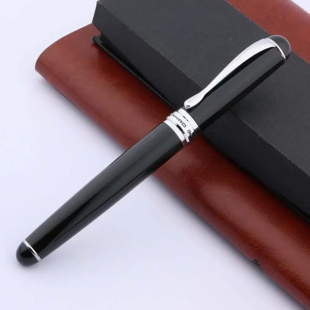 Роскошное Качество Jinhao 750 Черный лакированный с серебряной отделкой