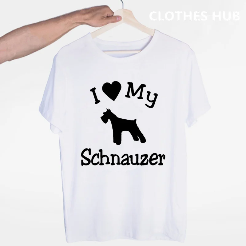 

I Love My Dog Schnauzer Heartbeat Animal Lover T-shirt O-Neck Short Sleeves Summer Casual Fashion Unisex Men And Women Tshirt