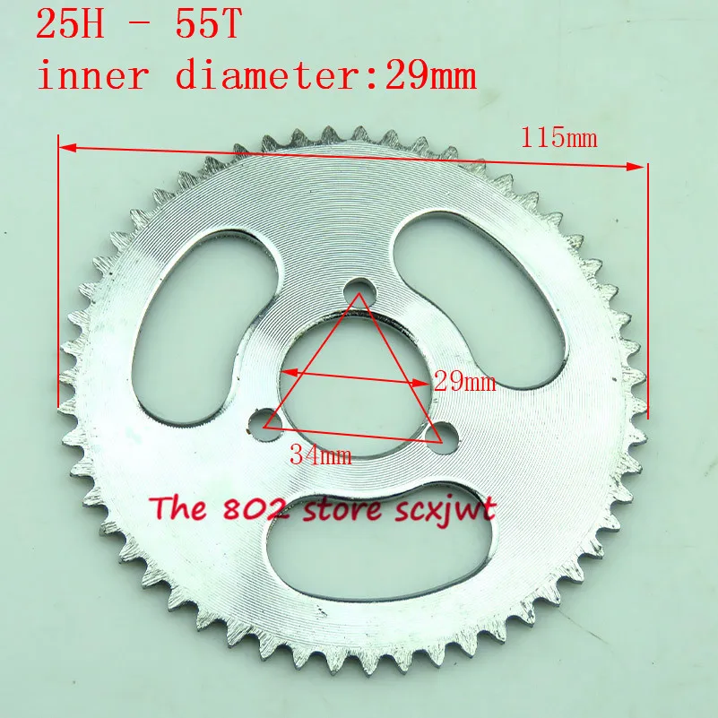 

Lightning Delivery 25h 55t 55mm Sprocket Chain Wheel fit Pocket Bike Mini ATV Quad E-scooter Bicycle Moto Bike Part