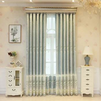 

Curtains for Living Room European Curtain Flower Window Bedroom Sheer Valance Drape Custom