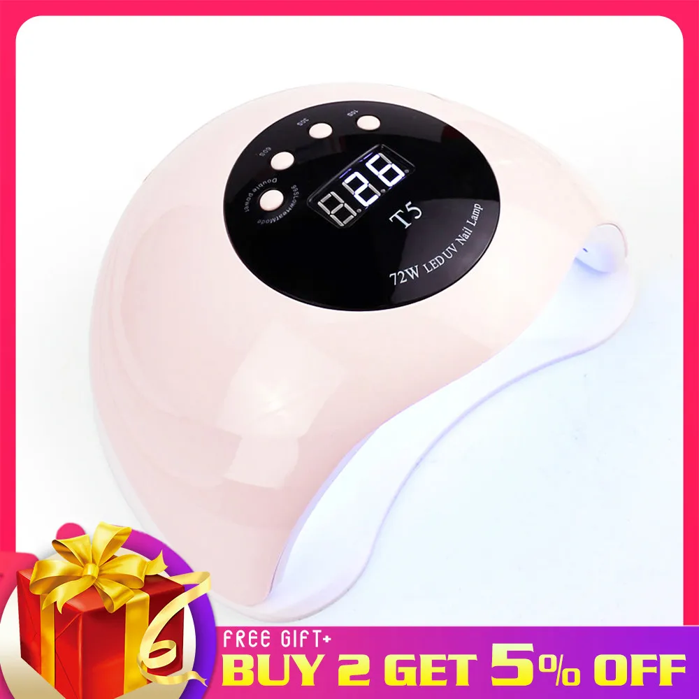 

T5 72W LED UV Nail Dryer Lamp for Nail Hybrid Manicure Ice Lamp Lacquer Gel Regular Polish UV Light Drying