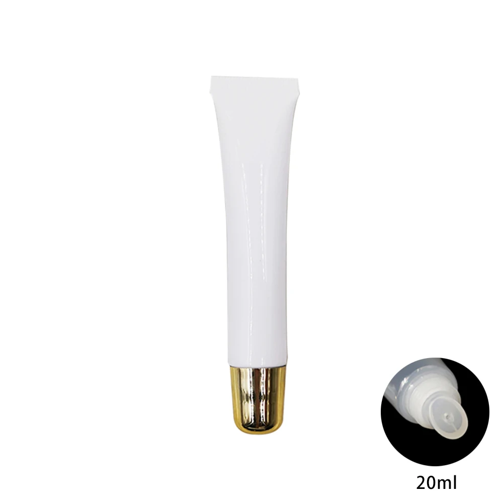 20ml White/Clear Squeeze Lip Gloss Tube with Clear/Gold/White Cap - Цвет: gold A