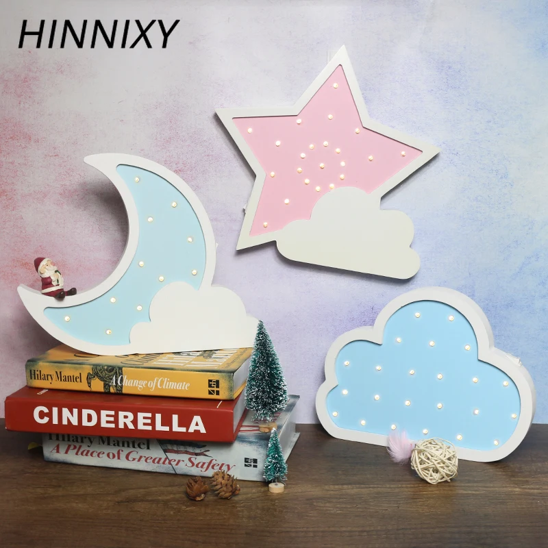Hinnixy карамельный цвет деревянный ночной Светильник s Crown автобус звезда луна лампа Настенный подвесной стол украшения для спальни домашний Декор Светильник
