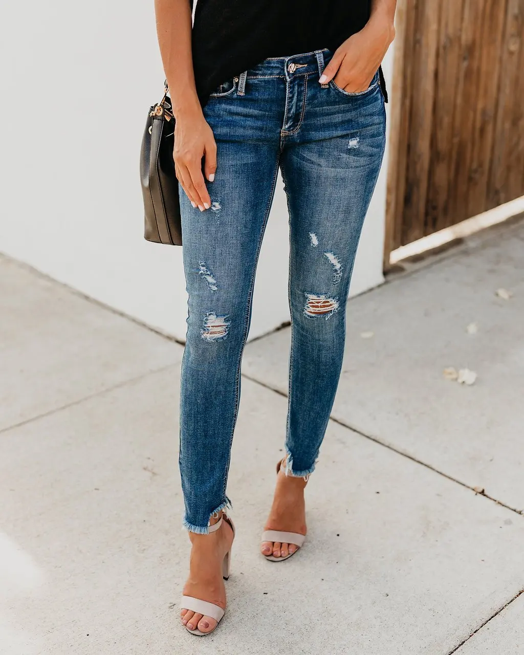 Женские Джинсы Стрейчевые рваные потертые обтягивающие джинсовые брюки с высокой талией рваные джинсовые брюки