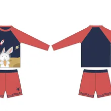 Детский купальный костюм, детский купальник, Рашгард, 2020tt-, для мальчиков, UPF 50+, принт с кроликом, maio infantil, для серфинга, 2 предмета, топ+ шорты