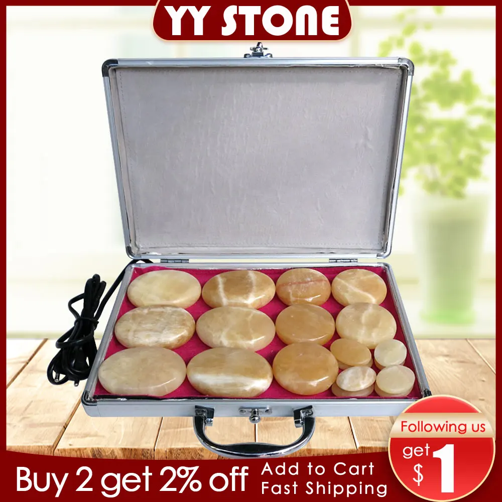 Tontin Topaz 19 Pz/Set Hot Stone Body Massager Salon Spa Con Riscaldatore Box Stone Massage Rocks Ce E Rohs