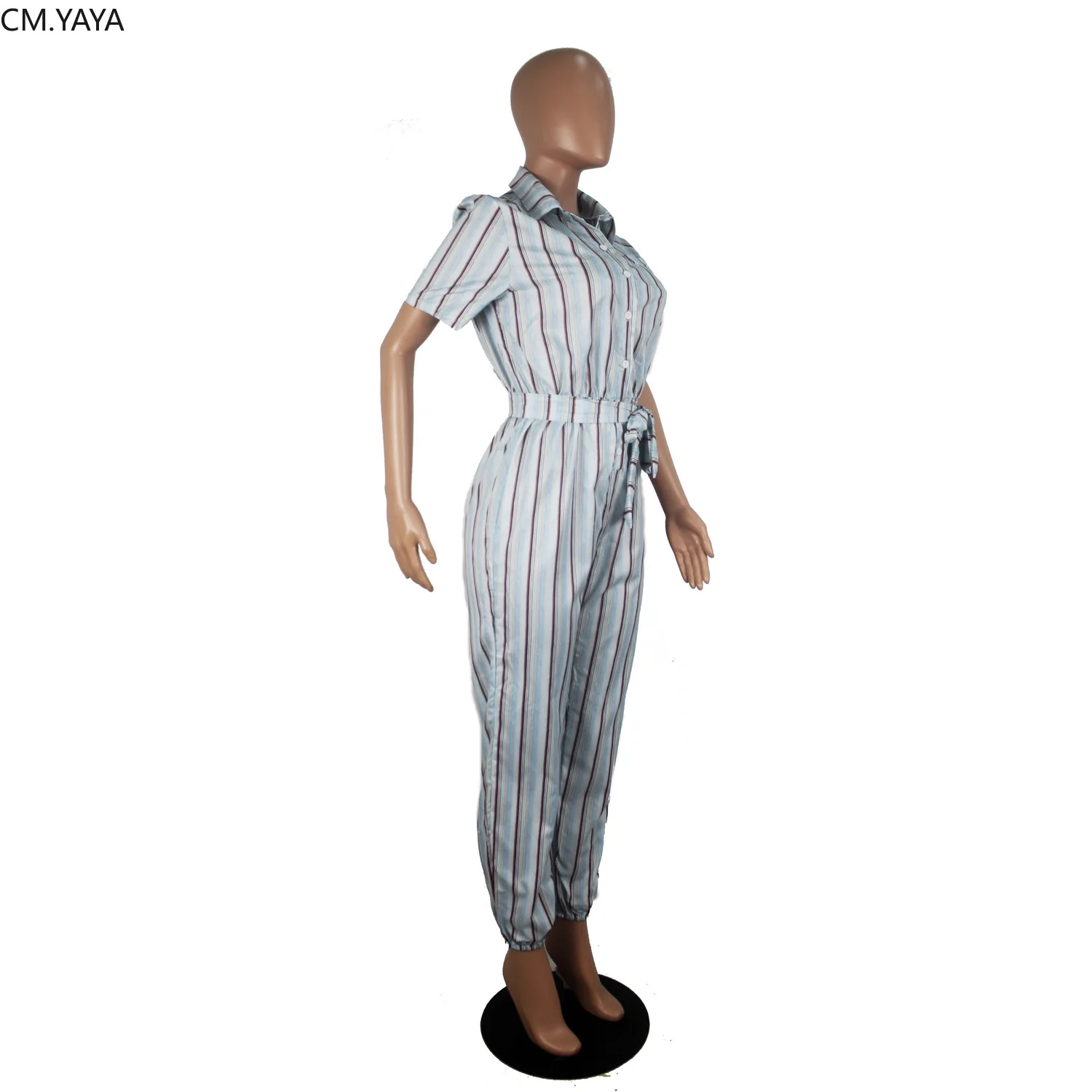 women stripes print v-neck short sleeve with sashes bodycon long jumpsuit sexy night club party romper playsuit GLD9151