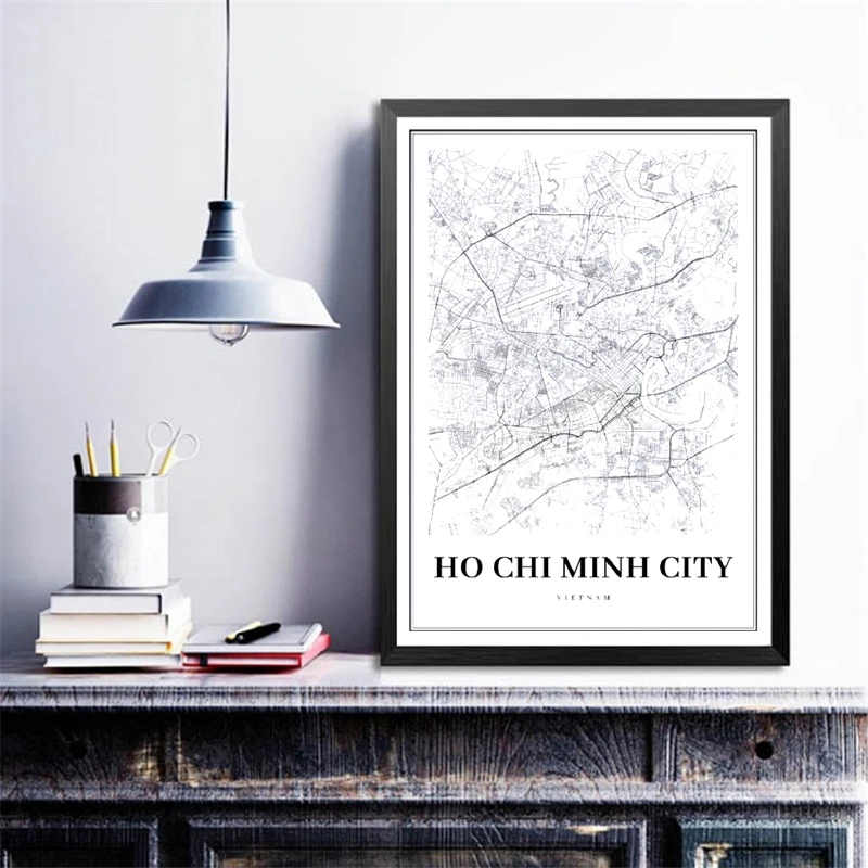 Vietnam Map Art Canvas Painting Home Decor