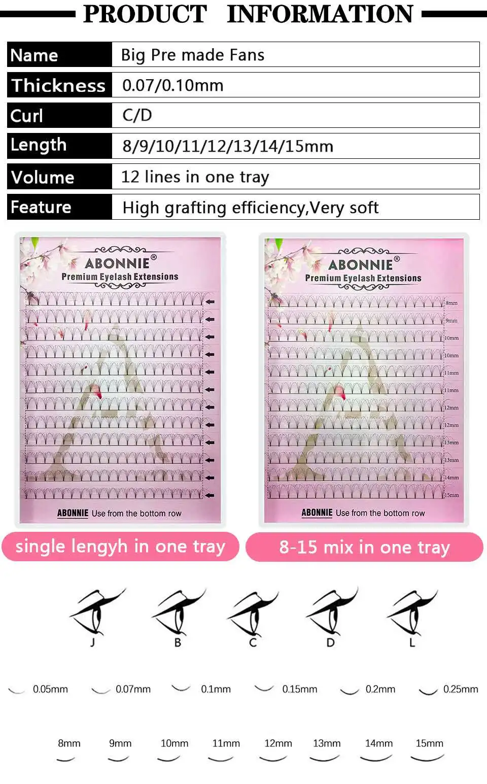 Abonnie Premade fans lashes норковые ресницы большая коробка короткий стержень натуральные накладные ресницы магнитное наращивание ресниц Premade fans