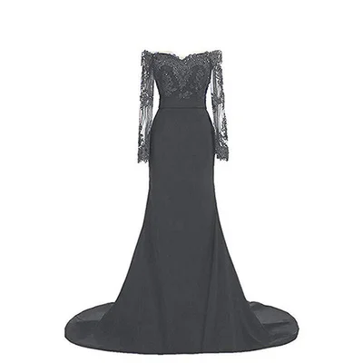 Robe pour mariage invit femme, новинка, v-образный вырез, кружево, длинный рукав, Сексуальная Русалка, Бургундия, Африканское платье подружки невесты, длинное платье, fille d'honne - Цвет: Серый