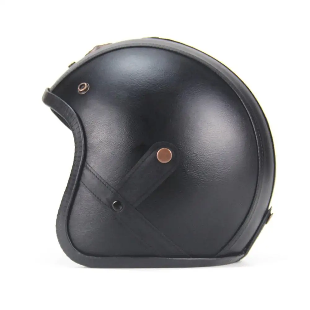 Мотоциклетный немецкий полулицевой шлем Чоппер 3/4 кожаный скутер полушлем череп