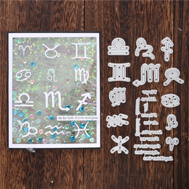 DIY искусство созвездия буква металлическая резка знаки зодиака форма трафарет