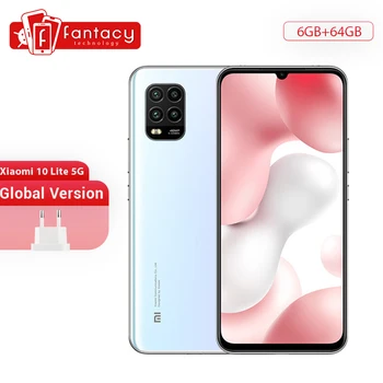 Перейти на Алиэкспресс и купить Глобальная версия Xiaomi Mi 10 Lite 5G смартфон 6 ГБ 64 Гб Snapdragon 76 5G 6,67 ''AMOLED 50x Periscope Zoom 20 Вт Быстрая зарядка 4160 мАч