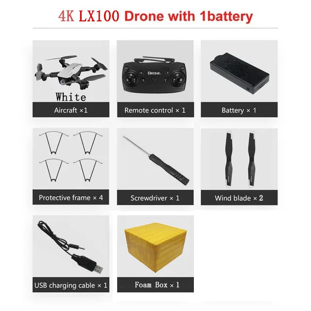 HYIGI LX100 Радиоуправляемый Дрон с 4K 1080P HD камерой Quadcopte оптическое позиционирование потока wifi FPV складной вертолет дроны следуем за мной - Color: LX100 4K 1B FB W