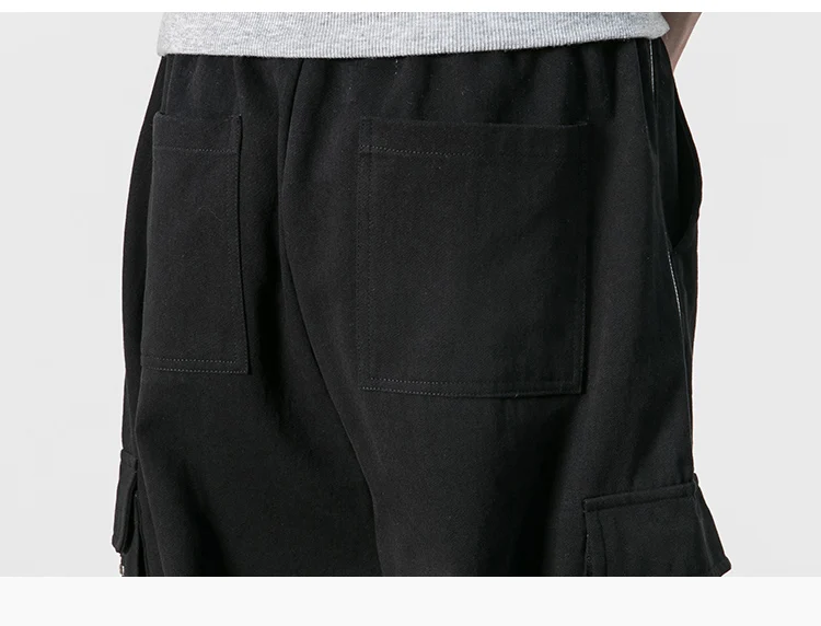 Вымытые хлопковые брюки мужские брюки карго больших размеров модные мужские s джоггеры черные серые многокарманные боковые Поддельные молнии шаровары мужские