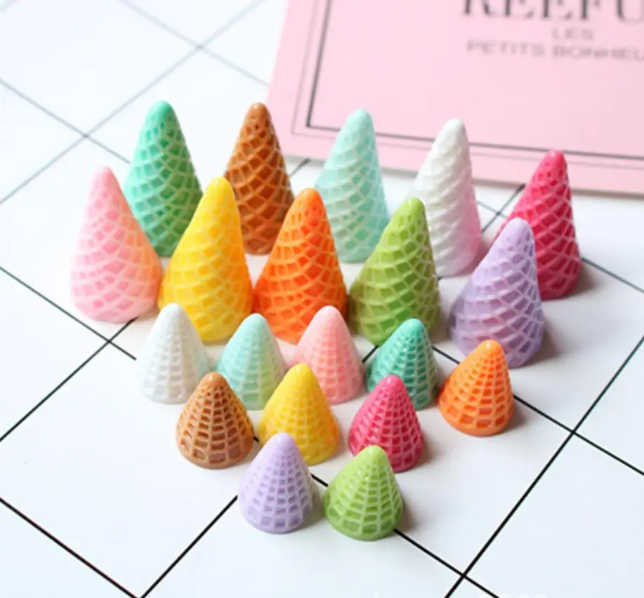 Mix 40mm 100 PCS Кавайный конус для мороженого 18x32 мм, декоративные изделия из смолы, аксессуары для скрапбукинга, украшение ручной работы, Шарм - Цвет: Mix 40mm 100 PCS