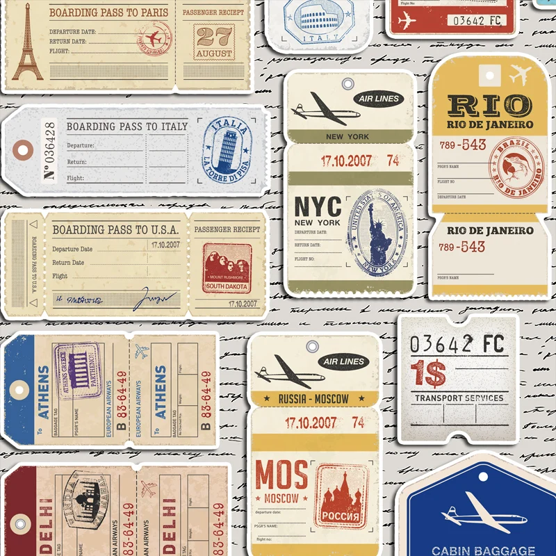 UChic 18 Pieces//Set Vintage Post Stamps Decorative Stickers Creative Nostalgia Diary Handbag DIY Decoration Travel Stamp Sticker