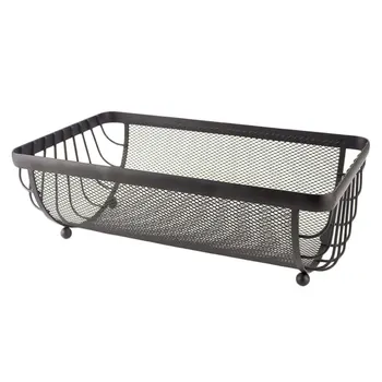

1pc Iron Art Fruit Storage Basket Kitchen Snacks Storage Holder for Home (Black)