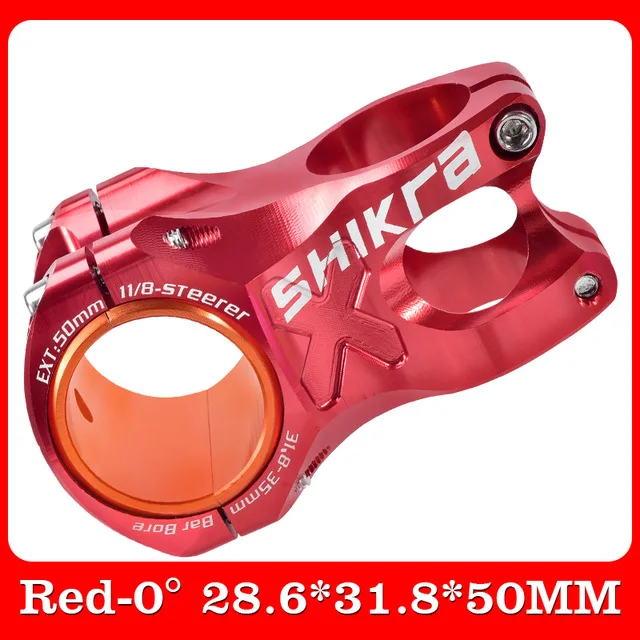 Red 50MM SHIKRA MTB 50 мм руля с ЧПУ 35 мм 31,8 мм руль для велосипеда Сверхлегкий 0 градусов подъем DH AM стержень Enduro 28,6 мм Steerer горный велосипед - Цвет: Red 50MM