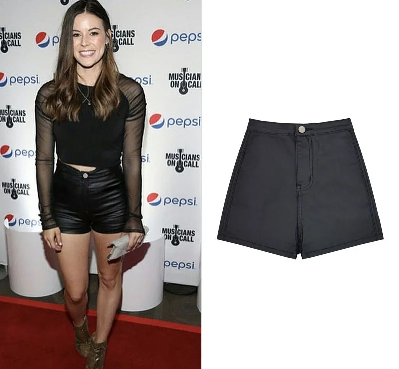SupSindy, новинка, Осень-зима, модные женские шорты, черные, искусственная кожа, высокая талия, сексуальные, тянущиеся, шорты для женщин, дикие, тонкие, короткие, для женщин