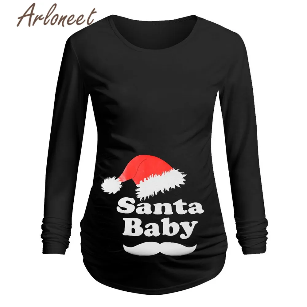 Рождественская одежда ARLONEET женские хлопковые топы для беременных зимняя детская