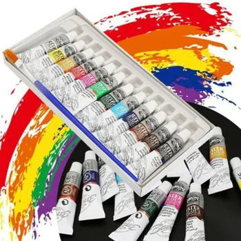 

12Pcs/set Acrylic Art Paints Set Watercolor Paints with Brush for Children Students Painting DIY SP99