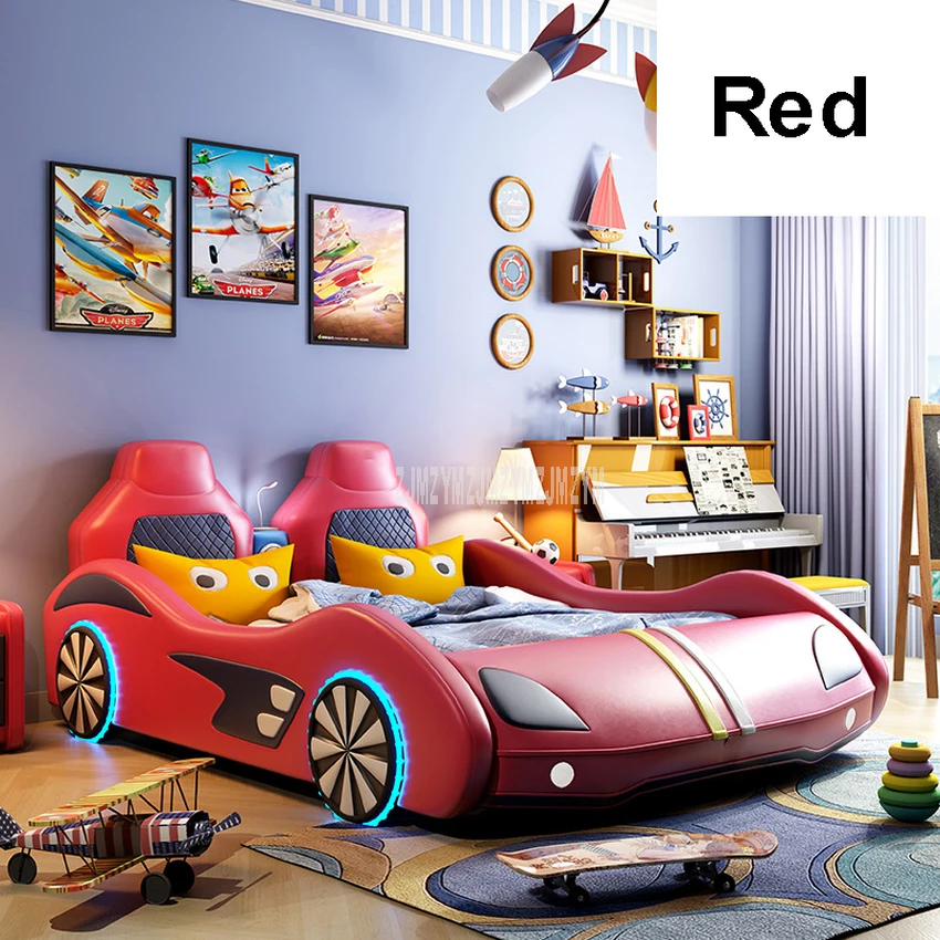 1.2m/1.5m/1.8m Car Design Children Bed With Mattress Top Layer Genuine Leather Bed Child Home Bedroom Furniture For Kids Gift 1.2m/1.5m/1.8m Car Design Children Bed With Mattress Top Layer Genuine Leather Bed Child Home Bedroom Furniture For Kids Gift